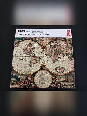 British Library Four Hemisphere World Map 1000-Piece Jigsaw Puzzle - Multicolor